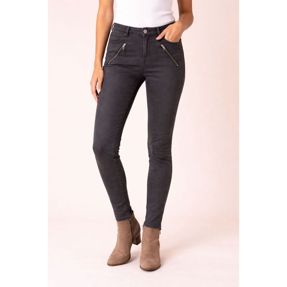 Pilcro‎ & the Letter Press Serif Skinny Jeans Gray Moto Zip Ankle Anthropologie